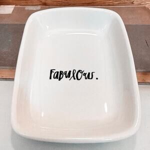 Rae Dunn “FABULOUS.” Ceramic Tray – White Rectangular Trinket Dish